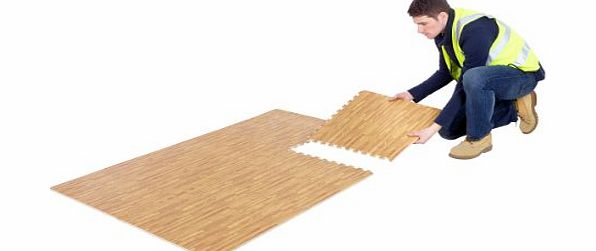 BiGDUG Wood Effect Interlocking Floor Tiles Pack Of 6 EVA Foam Flooring Exercise Mats Gym Garage House