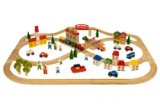 BigJigs Complete Wooden Train Railway System - 101 Piece Town and Country Train Set (Compatible with leading wooden rail systems) - Wooden Toy
