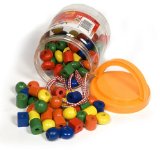 Bigjigs Toys Jar Of 90 Lacing Beads