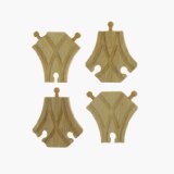 Wooden Train Track - 4 x Curved Turnouts (compatible with other leading brands) - Bigjigs Rail