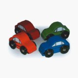 Bigjigs Toys Ltd Wooden Train Track Accessories - 4 x Cars (compatible with other leading brands) - Bigjigs Rail