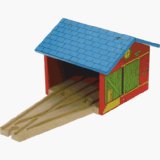 Bigjigs Toys Ltd Wooden Train Track Accessories - Double Engine Shed (compatible with other leading brands) - Bigjigs