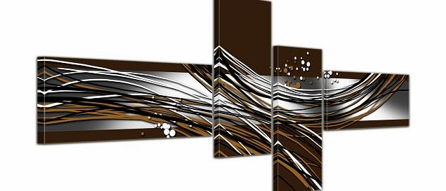 Bilderdepot24 Wall Art Abstract Art Abstract VIa brown - 55.12 inch x 25.59 inch 4 pieces - Gallery wrapped, directly from the manufacturer