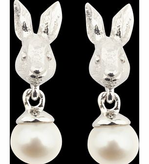 Rabbit and Pearl Drop Earrings