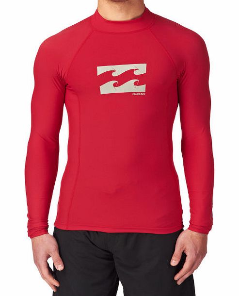Billabong Mens Billabong Wrap Long Sleeve Rash Vest - Red