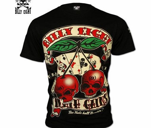 Billy Eight Mens T-Shirt Billy Eight Mens Casual T-Shirt Rockabilly Sull Poker Killer Cherry in black XL