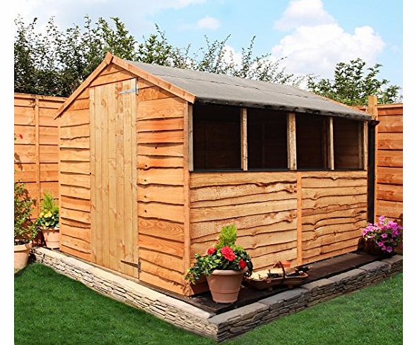 BillyOh 8ft x 6ft Budget Rustic Overlap Apex Wooden Garden Shed - Brand New 8x6 Wood Sheds