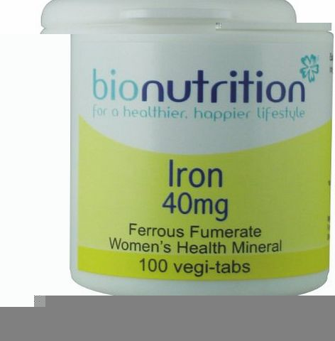 Bio Nutrition Iron 40mg : Womens health mineral : 100 vegi-tabs