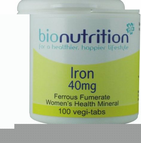 Bio Nutrition Iron 40mg : Womens health mineral : 100 vegi-tabs