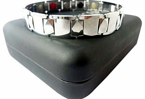 Bioexcel Tungsten Quantum Energy Magnetic Bracelet - Silver Plain Tab Design (Male)