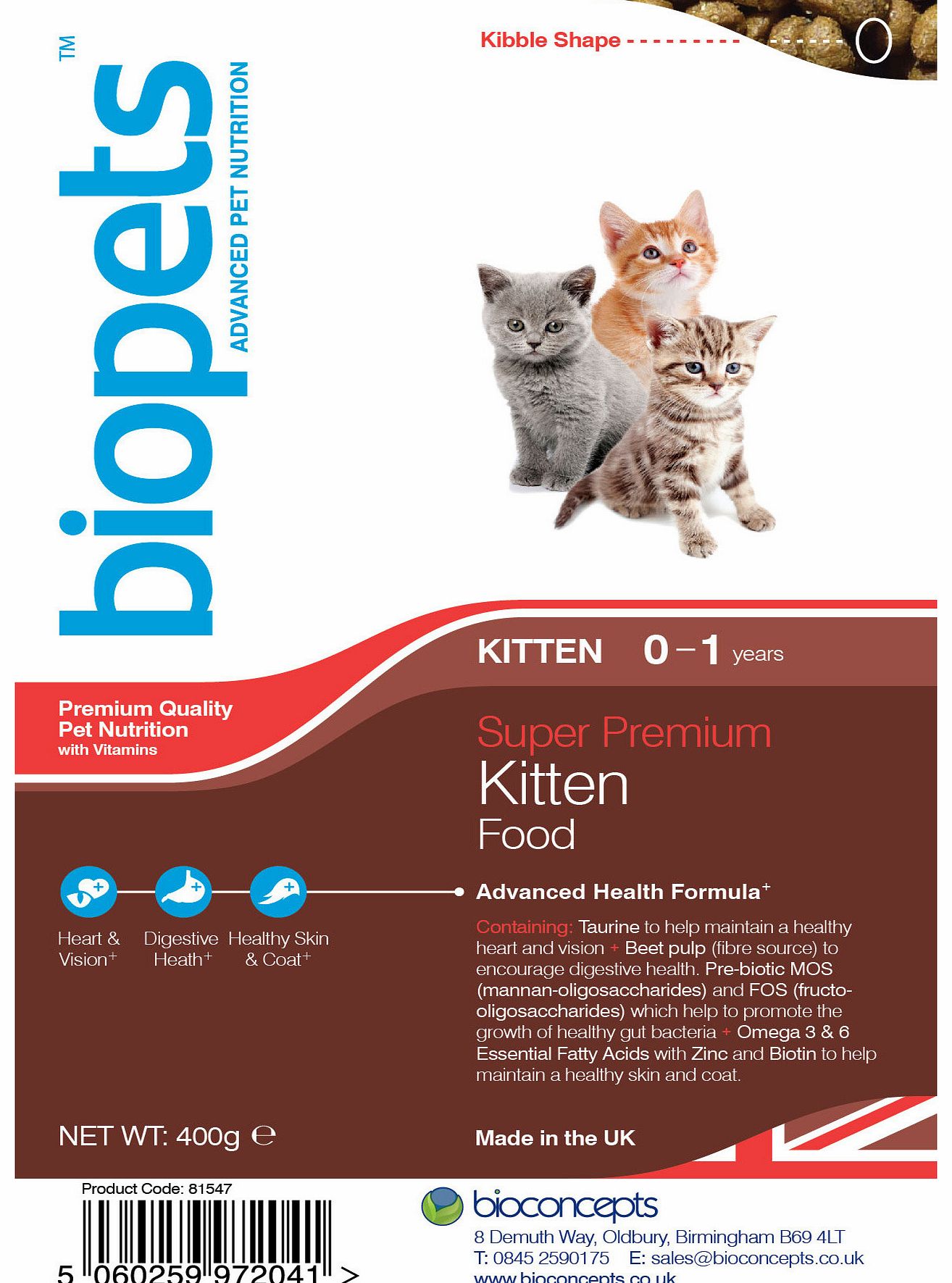 Biopets Super Premium Kitten Food 400g