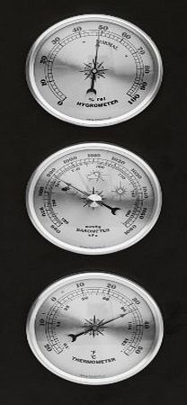 Bioterm Wall Weather Station Barometer Thermometer Hygrometer Silver Dials Quality Instrument