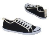 Garage Shoes - Dodger - Womens Flat Canvas Shoe - Black Size 6 UK