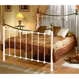 Birlea 150cm Kelso Kingsize Victorian style Metal Bed Frame in Cream with Antique Brass finials
