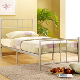 90cm Pluto Single Metal Bed Frame in Silver with slatted base