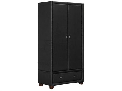 Birlea Brooklyn 2 Door, 1 Drawer Wardrobe Black Small