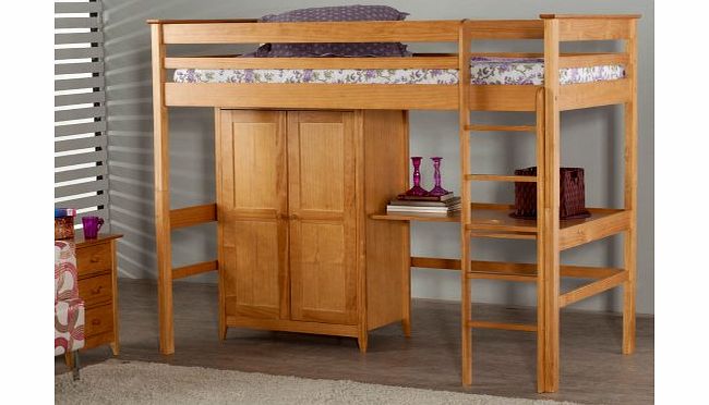 Birlea Cotswold High Sleeper - 2 Door Wardrobe, Corner Desk - White