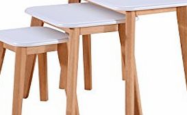 Birlea Felicity Rectangular Nest Of Tables, Beech amp; White