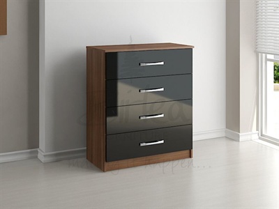 Birlea Lynx 4 Drawer Chest Black Small Single (2