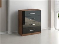 Birlea Lynx 4 Drawer Chest Walnut and Black