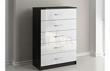 Birlea Lynx 5 Drawer Chest Black and White