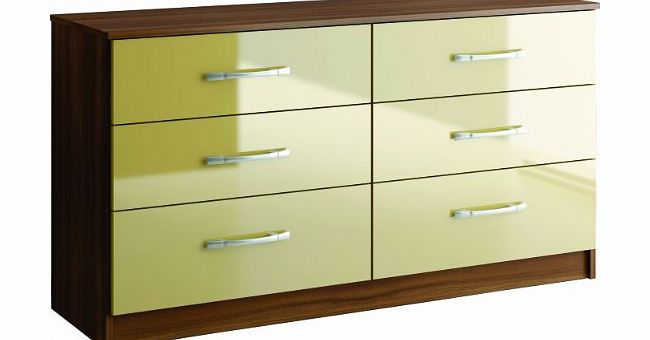 Birlea Lynx 6 Drawer Chest, Walnut amp; Cream
