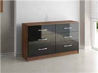 Birlea Lynx 6 Drawer Chest Walnut and Black