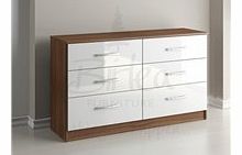 Birlea Lynx 6 Drawer Chest Walnut And White