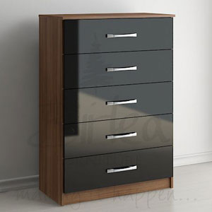 Birlea Lynx Black 5 Drawer Chest