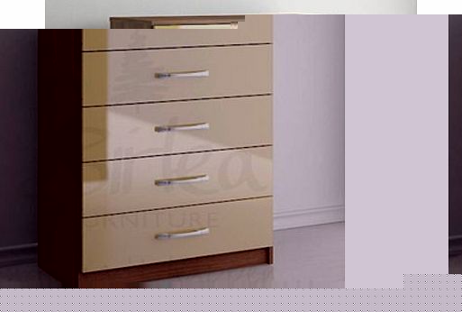 Birlea Lynx Five Drawer Chest in Walnut and Cream
