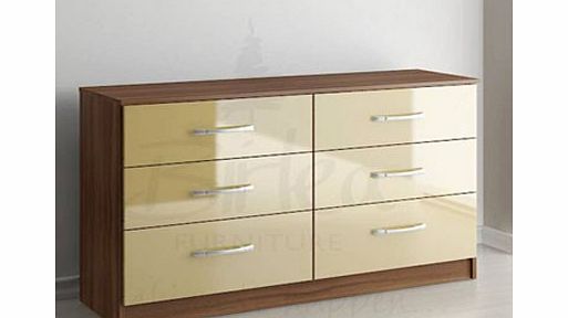Birlea Lynx Walnut and Cream Six Drawer Chest