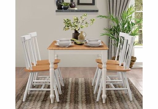 Birlea Primrose Dining Set With 4 Chairs Buttermilk Oak
