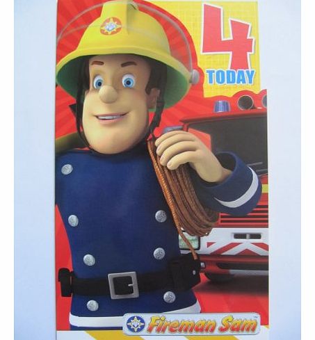 FANTASTIC CONTOURED COLOURFUL FIREMAN SAM ACTIVITY 4 TODAY 4TH BIRTHDAY GREETING CARD