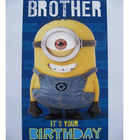 FANTASTIC COLOURFUL DESPICABLE ME2 WITH THE MINIONS BROTHER BIRTHDAY GREETING CARD