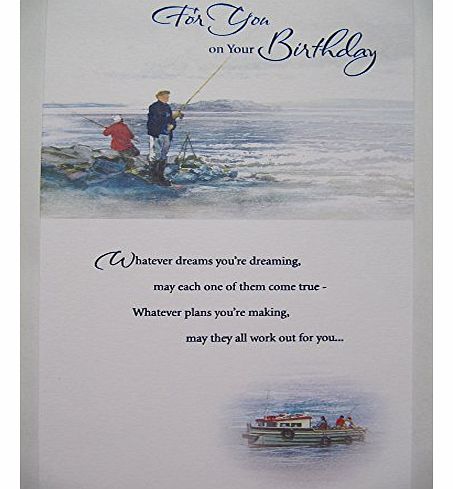 FANTASTIC COLOURFUL FISHING RELATED BIRTHDAY GREETING CARD