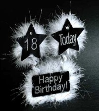 birthday Table Sign: 18 Today Black Feather