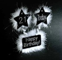 birthday Table Sign: 21 Today Black Feather