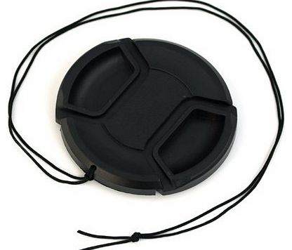  62mm Black Camera Plastic Snap On Lens Cap with Strap For Universal 62mm Camera Lenses Of All Brands - Canon, Nikon, Nikkor, Sony, Olympus, Minolta, Tamron, Sigma, Etc