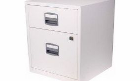 Bisley A4 2 Drawer Filing Cabinet on Wheels - Color: Chalk White