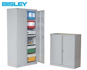 Bisley coloured two door cupboard