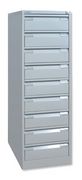 Bisley Filing Cabinet 9-Drawer 152x102mm Card Index or Video W413xD622xH1321mm Goose Grey Ref BCF64-73