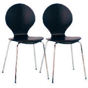 Bistro Pair of stacking chairs, Black
