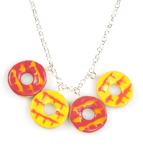 Pink and Yellow Party Ring Statement Necklace