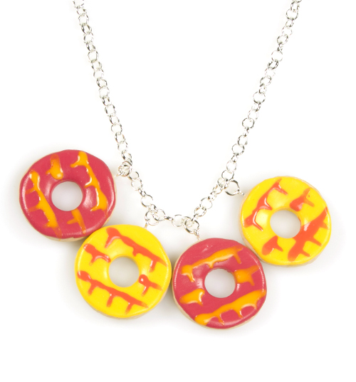 Pink and Yellow Party Ring Statement Necklace
