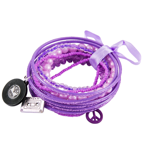 Bits and Bows Purple Retro Music Stacker Charm Bracelet from