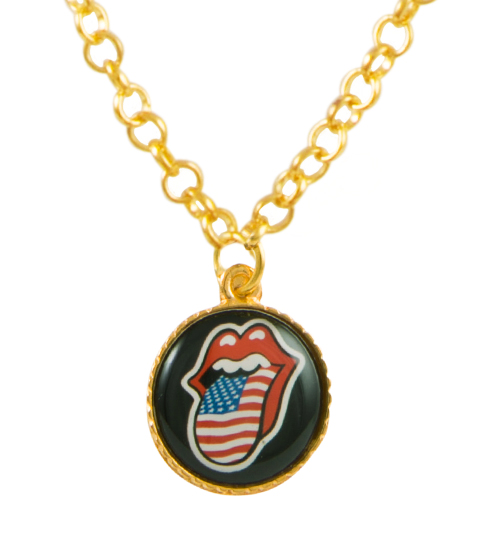 Bits and Bows Rolling Stones Tongue Charm Necklace from Bits