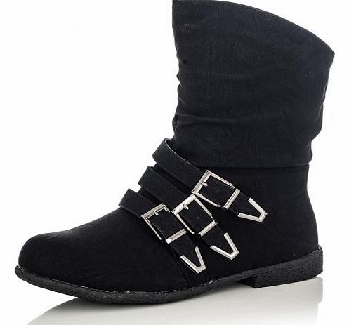 Black 3 Buckle Ankle Boots