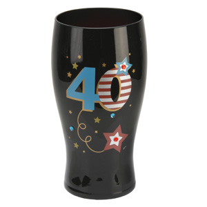Black 40th Birthday Beer Glass
