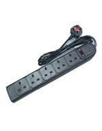 Black 5-way Surge Protector with 2m cable