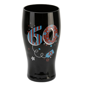 Black 60th Birthday Beer Glass
